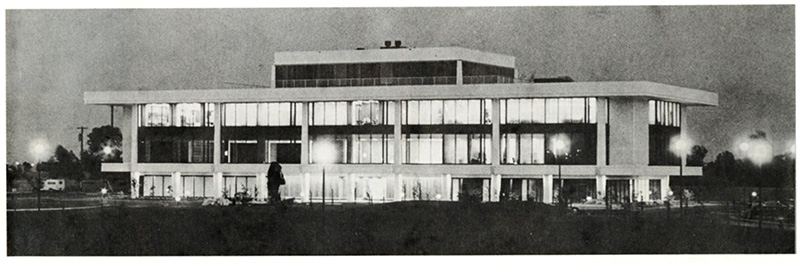 a black and white photo of the Teichert offices