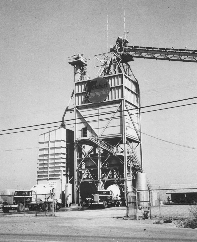 an old black and white photograph of a Teichert job site