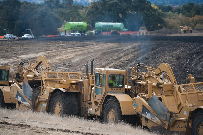 an image of ̳ construction vehicles out at Wallis Ranch doing some work