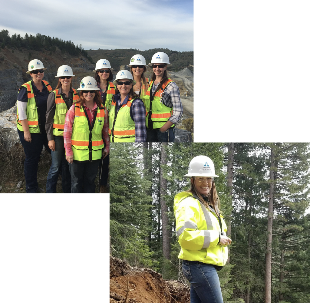 a diptych image of Teichert female employees on a leadership and team building outing together